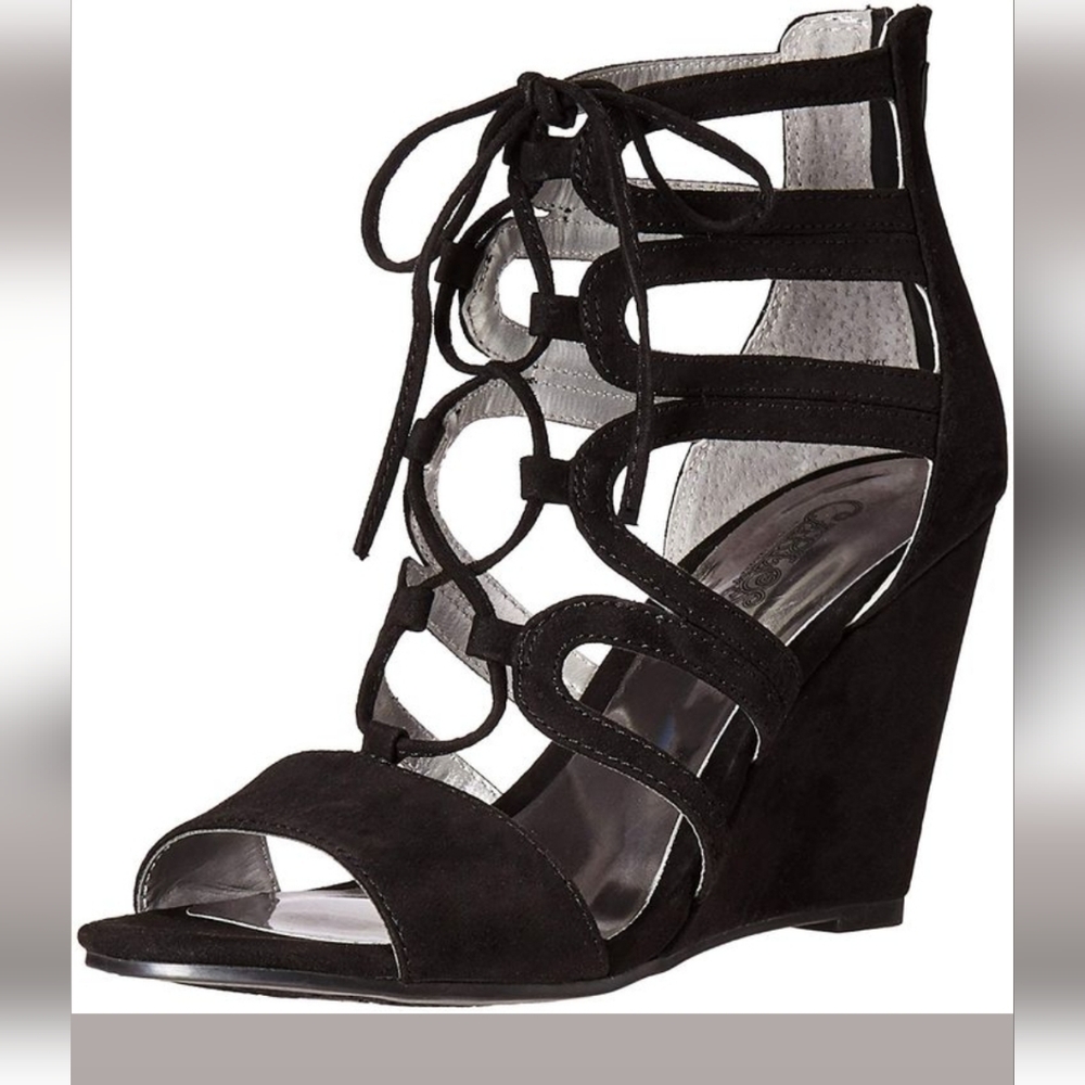 Women's Black Wedge Sandals